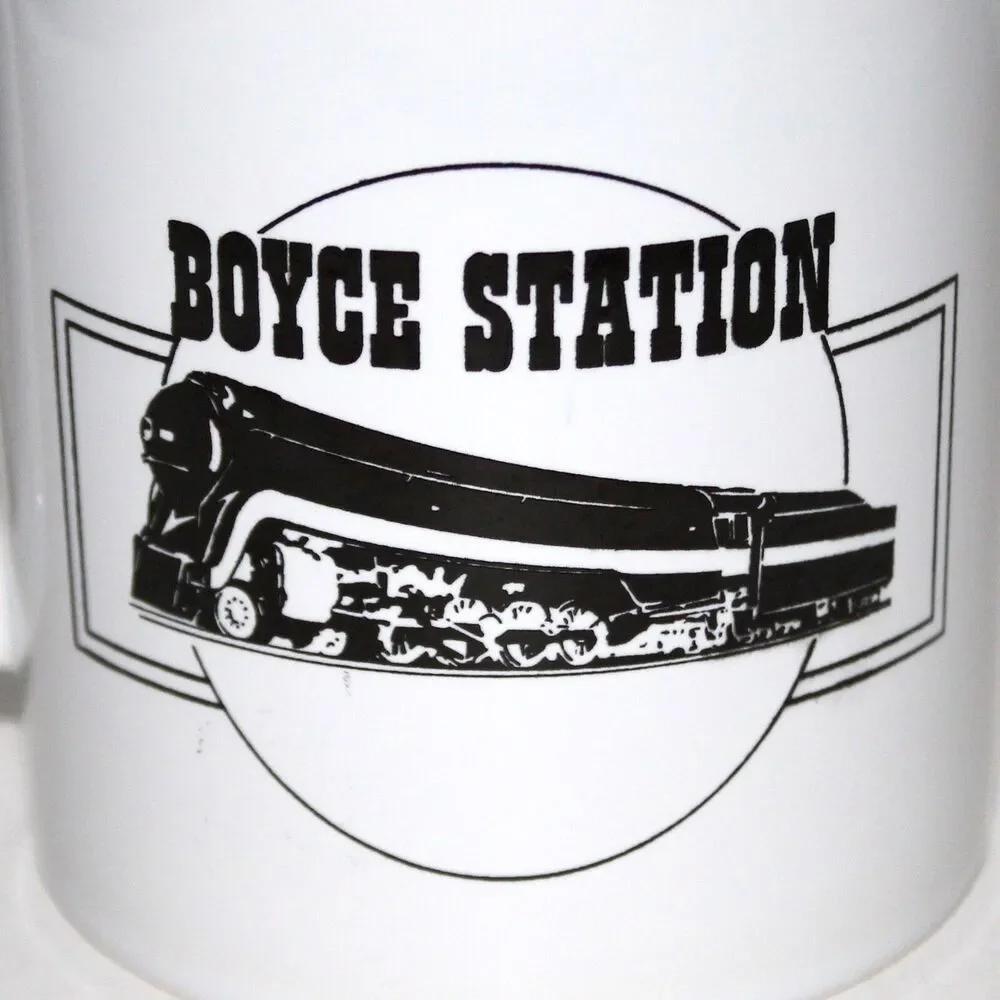BOYCE STATION coffee tea mug white ceramic railroad Staffordshire UK train